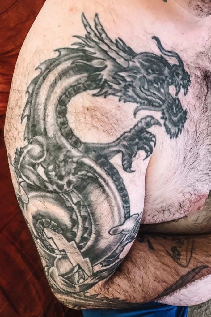 chinese dragon tattoo shoulder